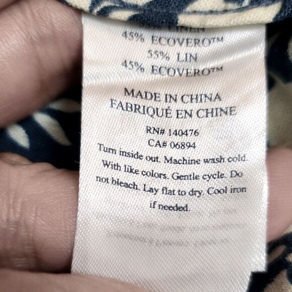 Faherty Gemina Linen Blend Shift Dress Indigo Echo Floral Size XL - Picture 8 of 8